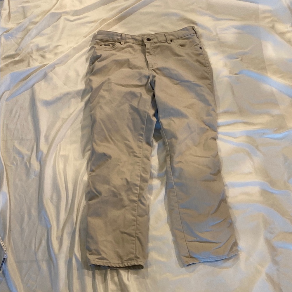 Lee Relaxed Straight Leg Khaki Trouser Pants Size 12 Short